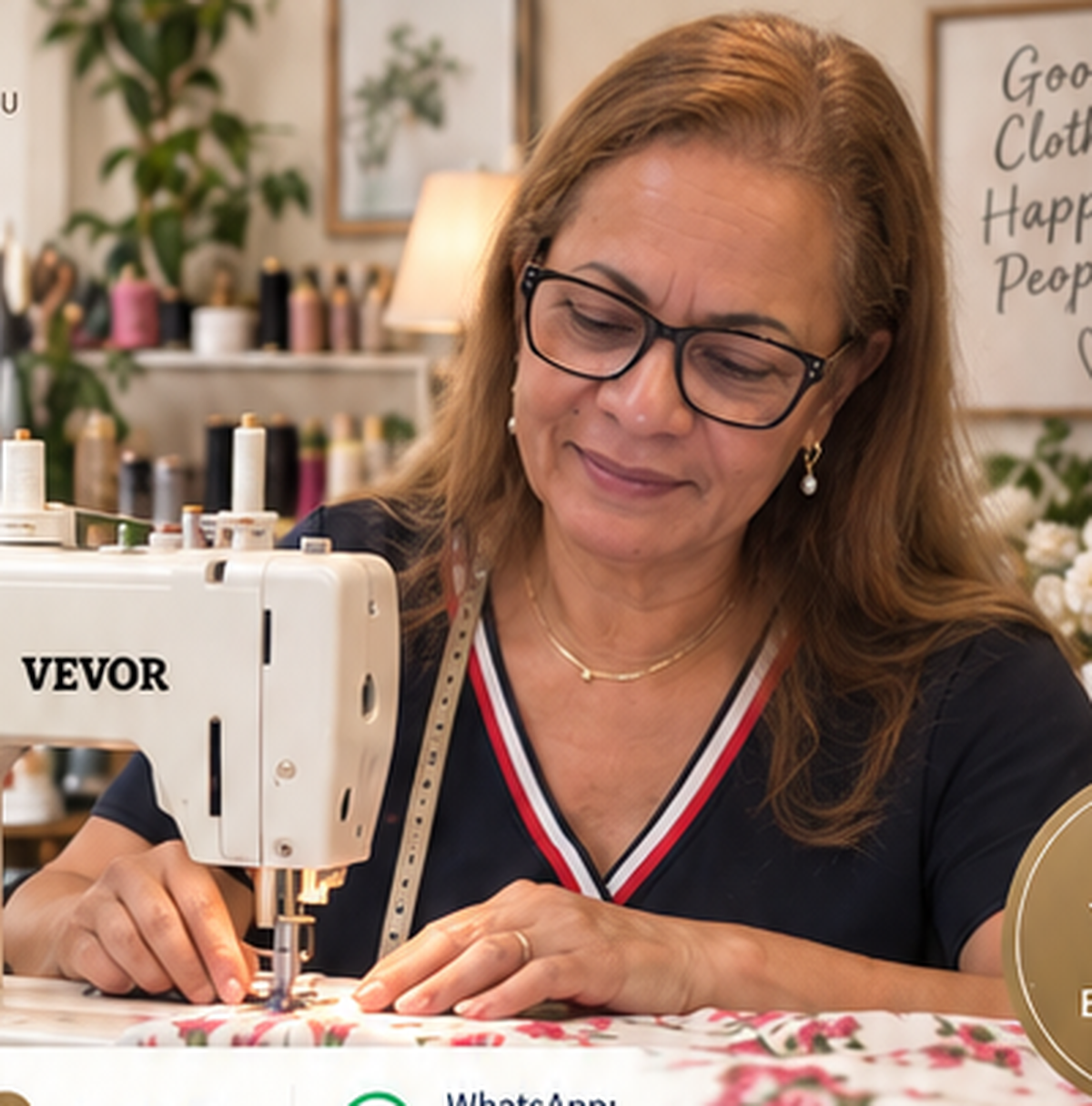 Gladys sewing at her VEVOR sewing machine